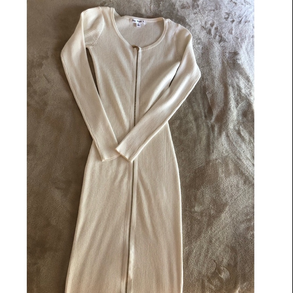 White long sleeve midi dress